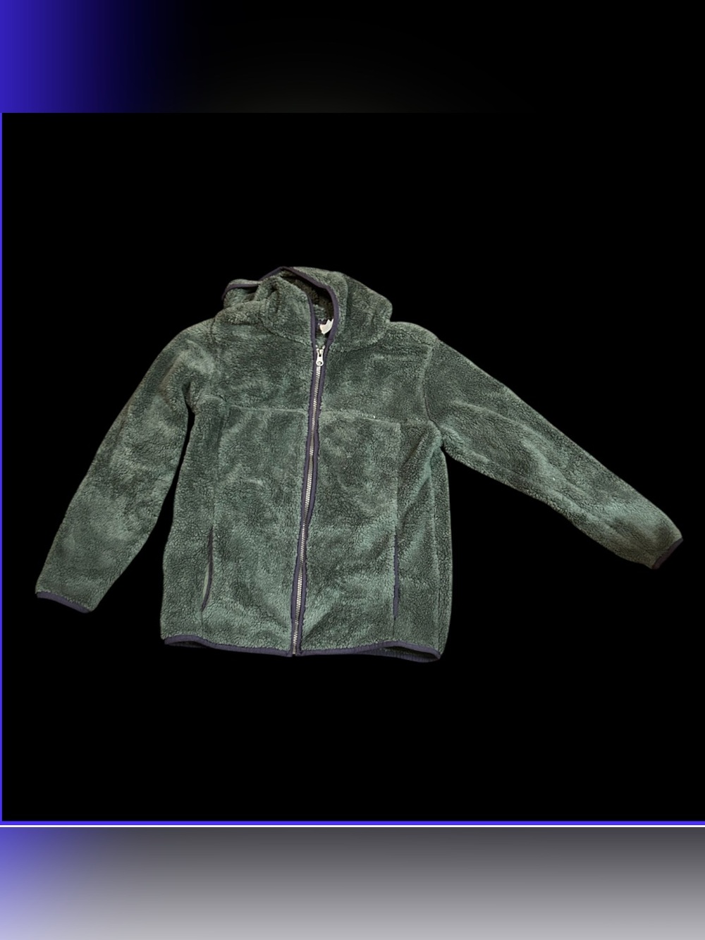 Hanna Andersson Olive Green Plush Hooded Zip Jacket girls 12
